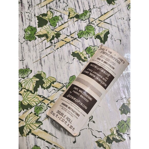 Vintage J Josephson Vinyl Wallcovering 70 Sq Ft Silver Ivy Trellis MCM NEW Retro